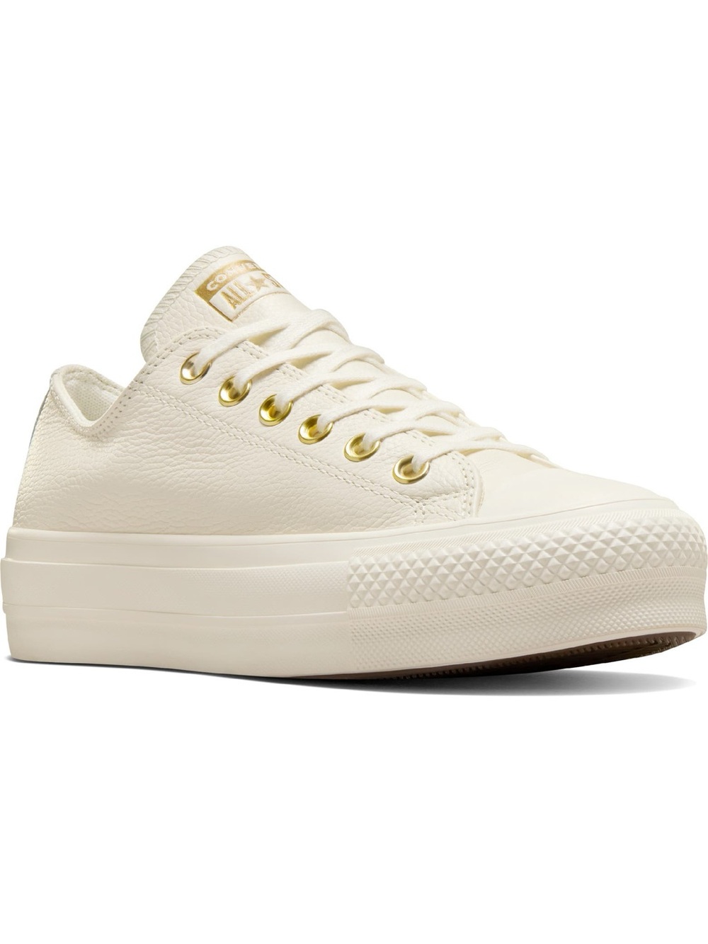 Converse Platform Leather Low Top Sneaker - Cream with Gold Eyelets